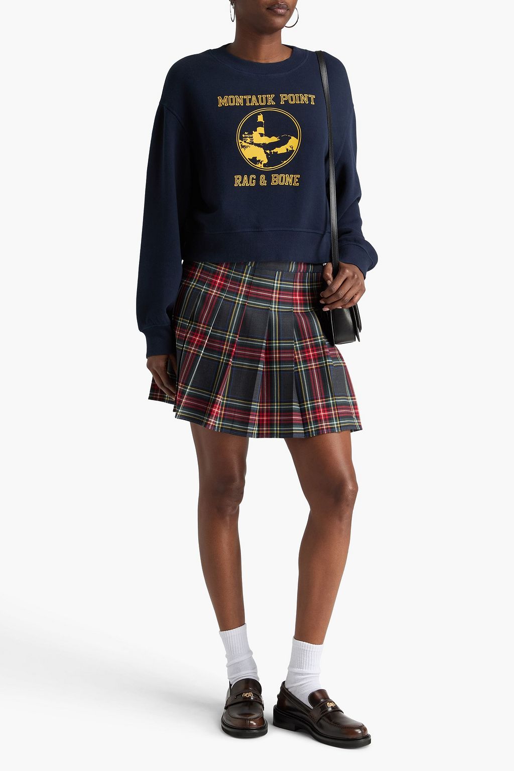 RAG & BONE سويت شيرت من مزيج من قطن تيري فرنسي بطبعات