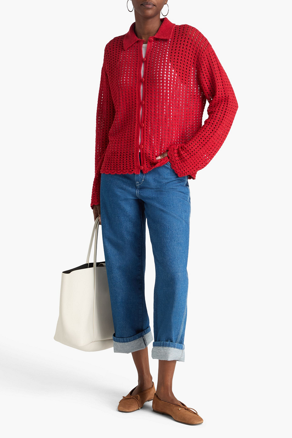  Rag & Bone - Cardigan „khloe“ Aus Lochstrick - Rot - M 