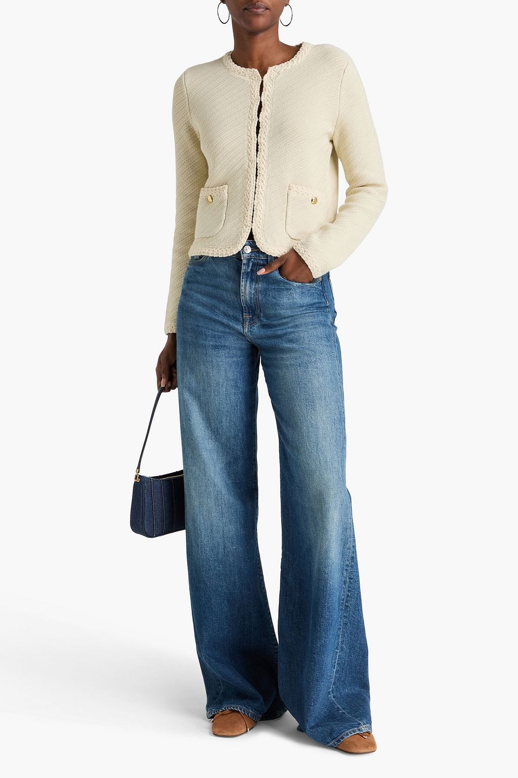 RAG & BONE كارديغان "كلير" من مزيج من القطن بحبكة الجاكار