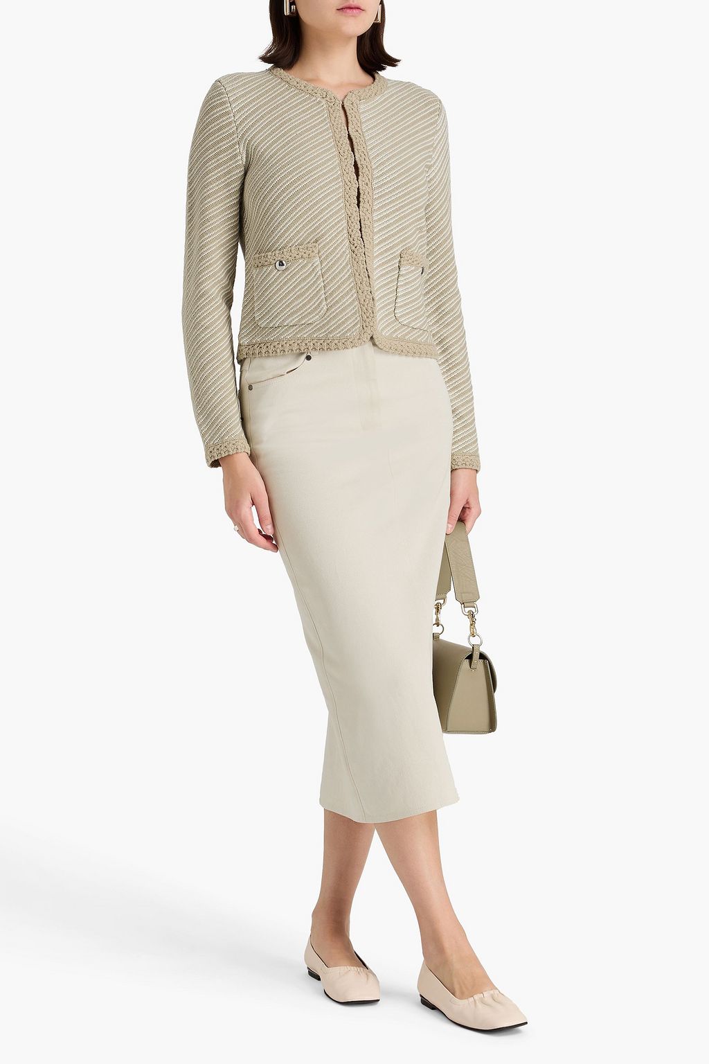 RAG & BONE كارديغان "كلير" من مزيج من القطن بحبكة الجاكار