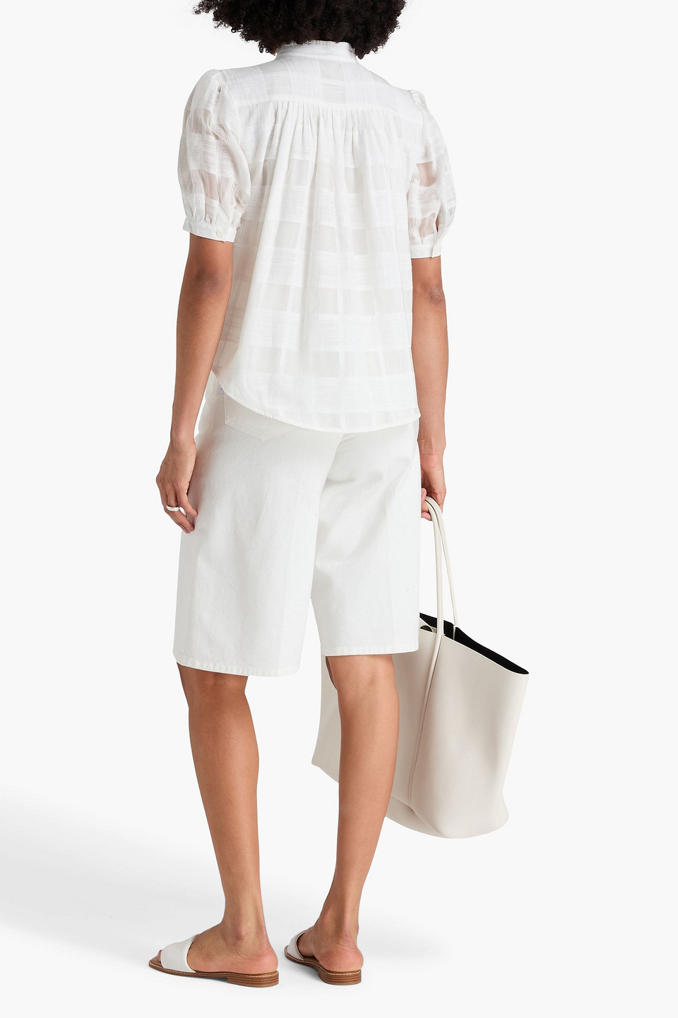  Rag & Bone - Karierte Bluse „jordan“ Aus Einer Baumwoll-cupromischung - Weiß - Xxs 