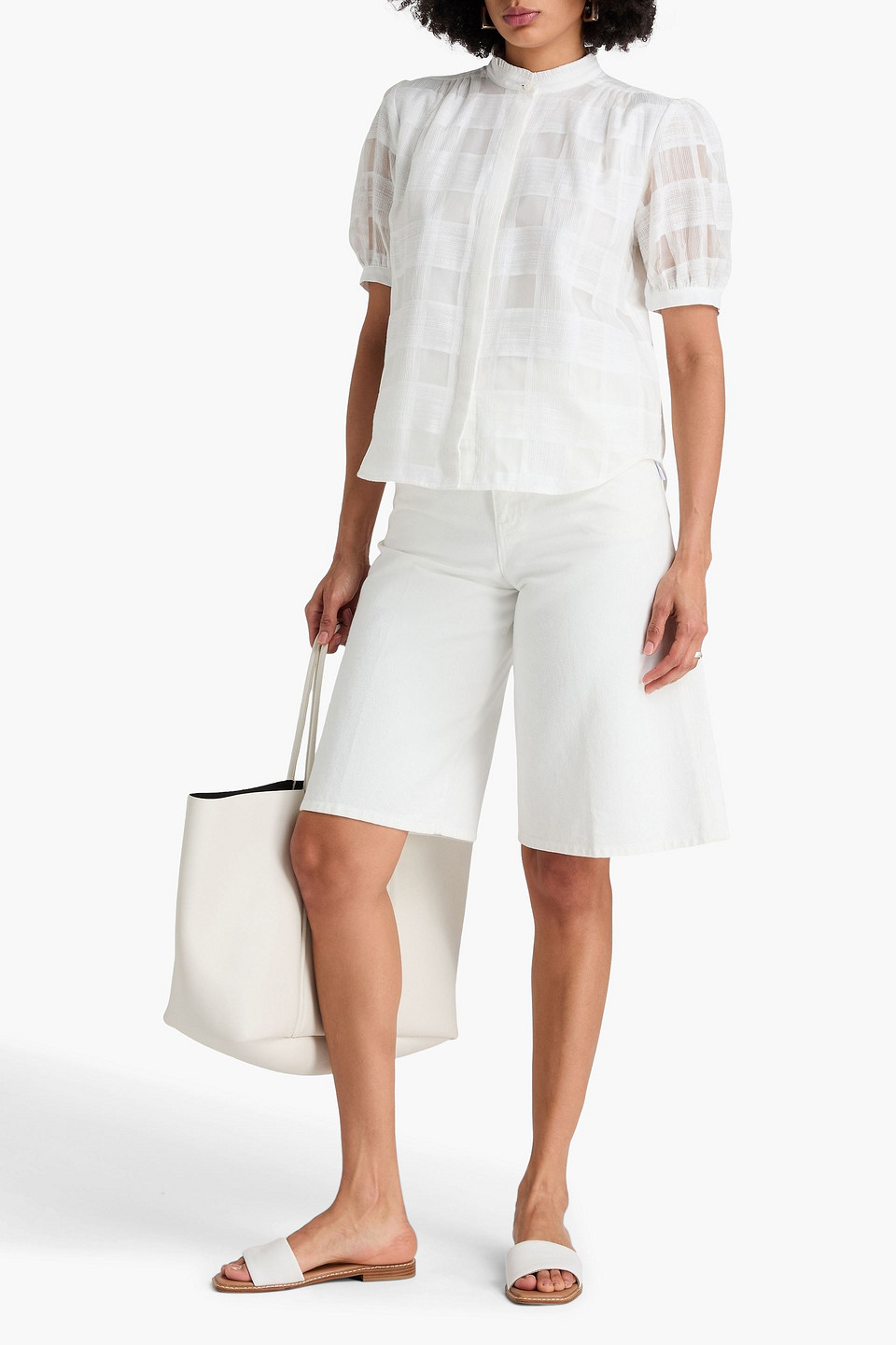  Rag & Bone - Karierte Bluse „jordan“ Aus Einer Baumwoll-cupromischung - Weiß - Xxs 