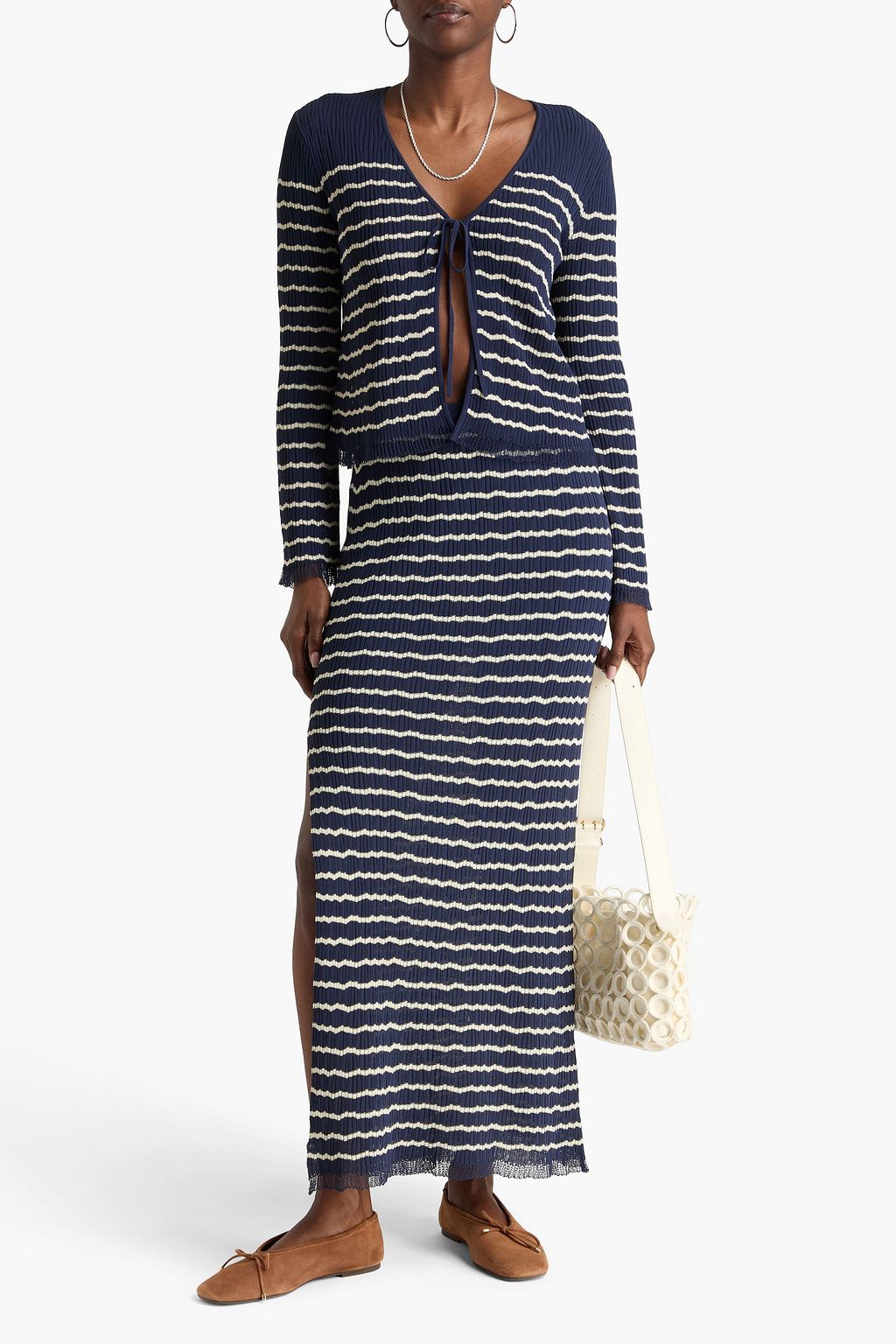 RAG & BONE كارديغان "شيارا" مخططة من مزيج من القطن