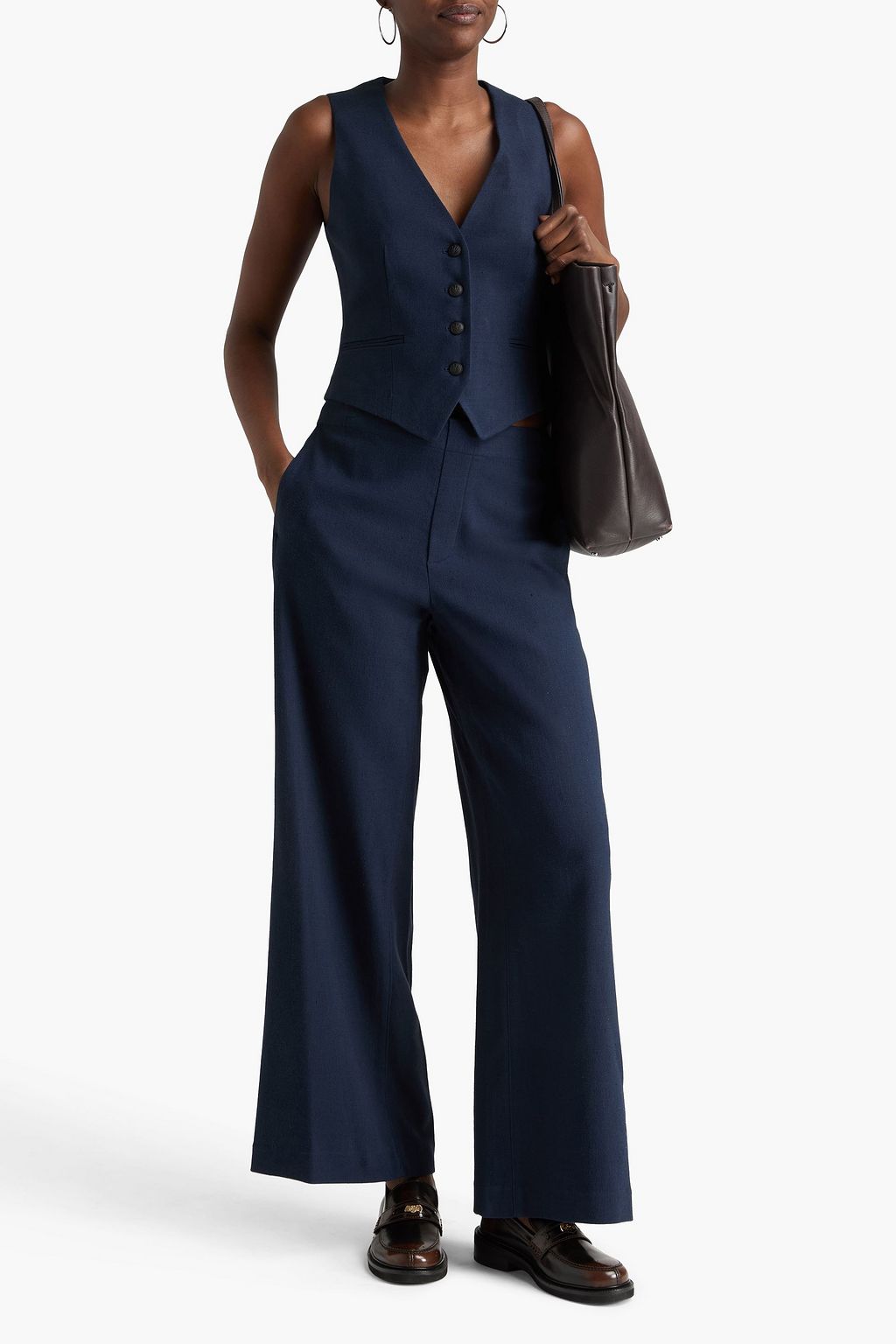 RAG & BONE بنطال بأرجل واسعة "ميلاني" من قماش بيكيه