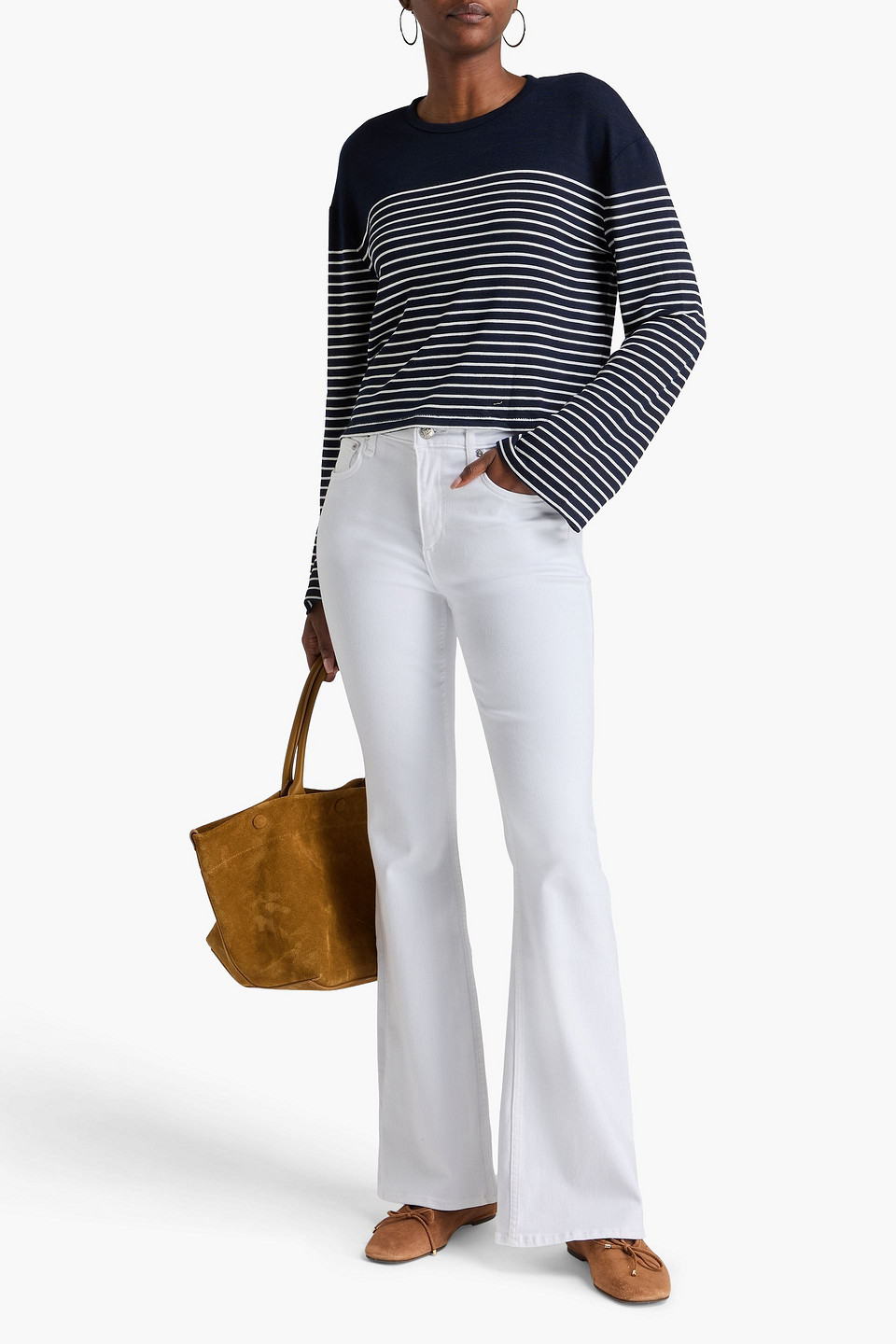 Rag & Bone Dahlia Mid-rise Flared Jeans In White