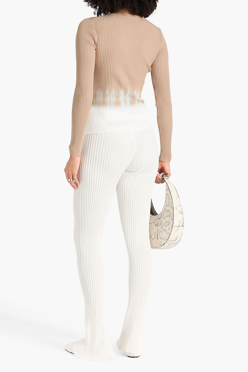  Staud - Cardigan „cargo“ Aus Rippstrick Mit Batikmuster - Neutral - Xs 