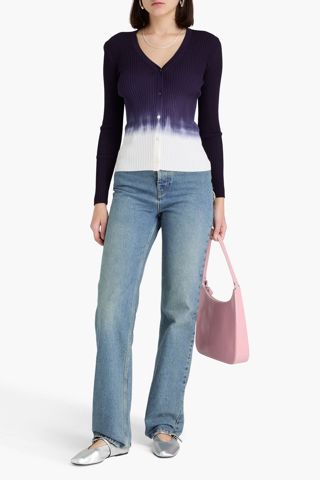 STAUD Degradé ribbed-knit cardigan