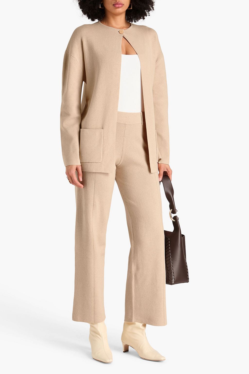 STAUD كارديغان "كاري أون" من مزيج الكشمير والقطن