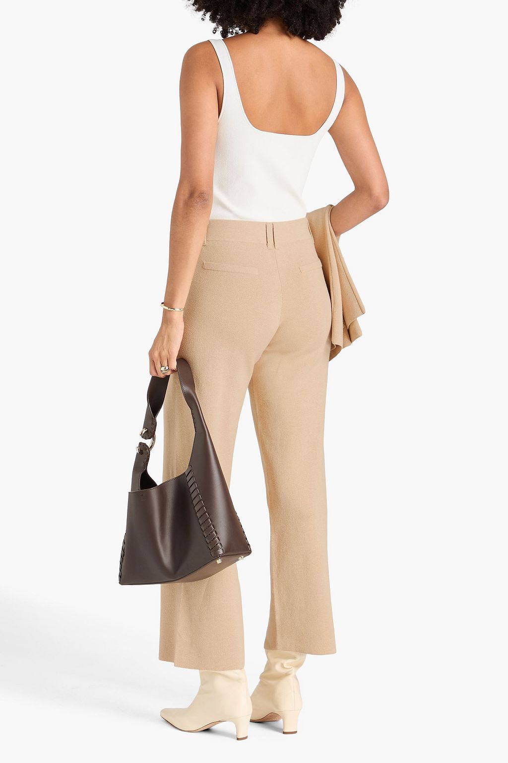 STAUD Jet Set cotton and cashmere-blend wide-leg pants