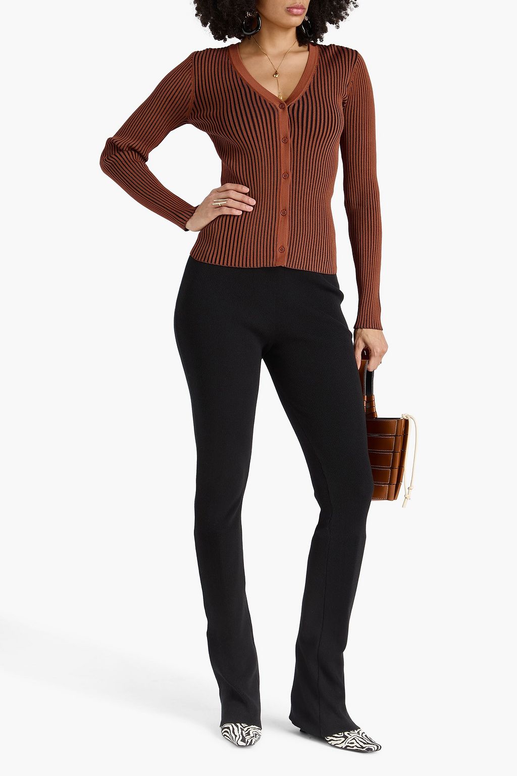 STAUD Ribbed-knit cardigan