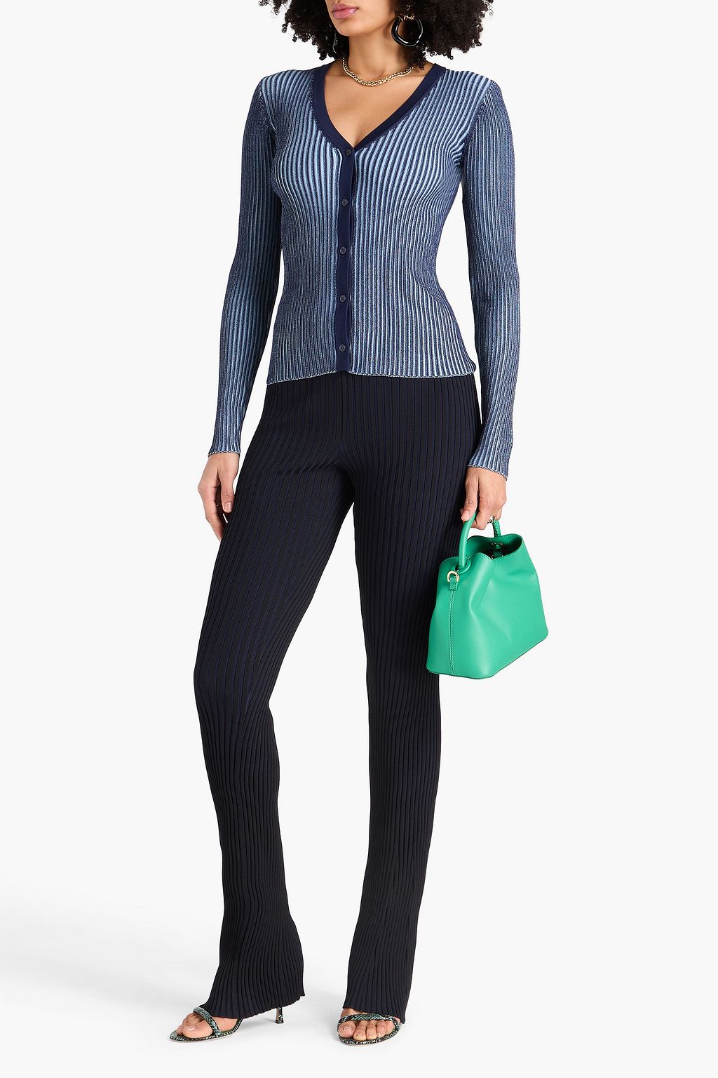 STAUD Cargo ribbed-knit cardigan