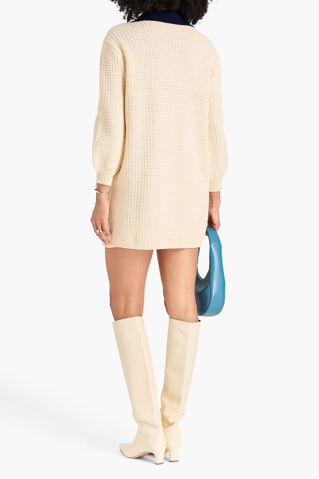 STAUD かぎ針編みニット コットン混 ミニワンピース