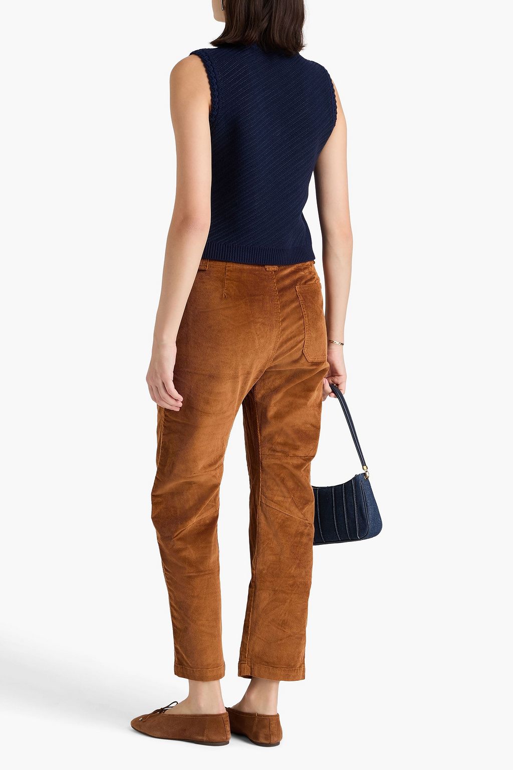 RAG & BONE بنطال جينز "ليتون" بأرجل مستقيمة من المخمل المضلّع المصنوع من مزيج من القطن