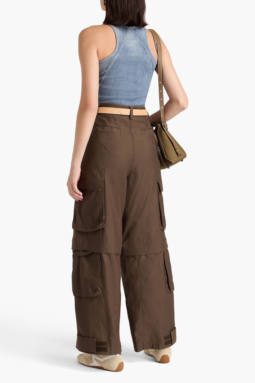 RAG & BONE بلوزة "ميرامار" بدون أكمام من قطن جيرسي مطاطي بطبعات بنمط الدنيم