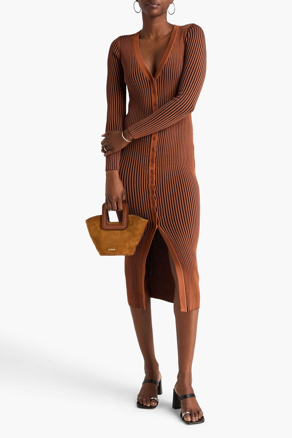 STAUD Shoko ribbed-knit midi dress