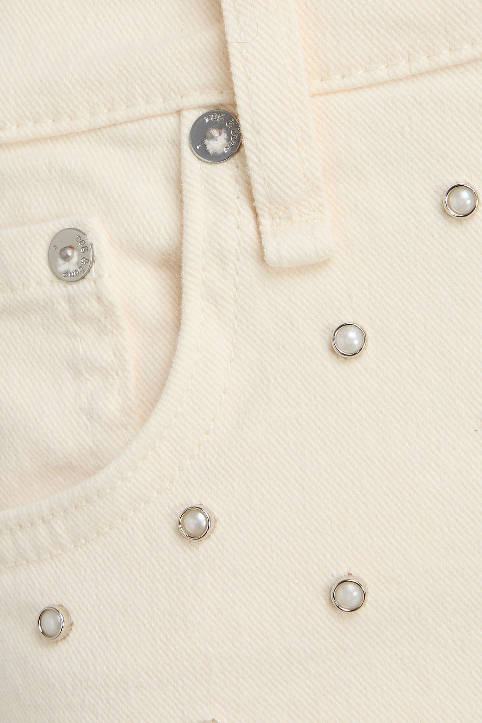 Rag & Bone Andi Cropped Embellished High-rise Wide-leg Jeans In White