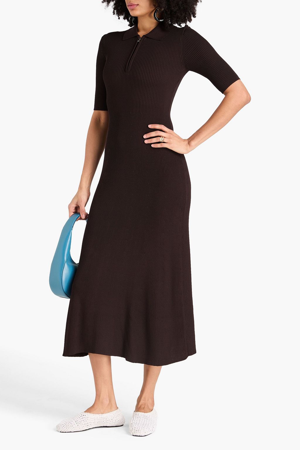 STAUD Roland ribbed-knit midi dress