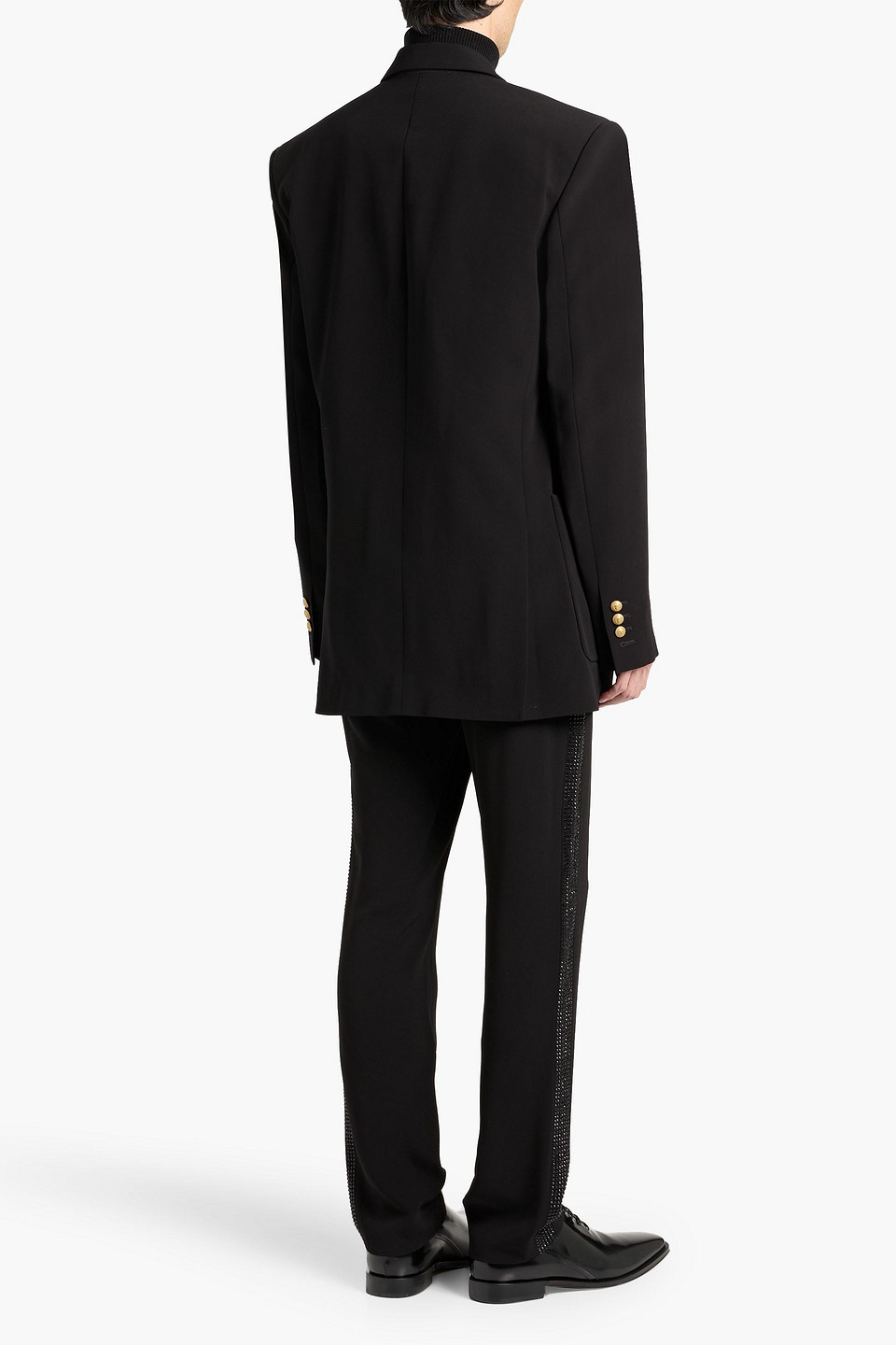Balmain Double-breasted Crepe Blazer In Blue