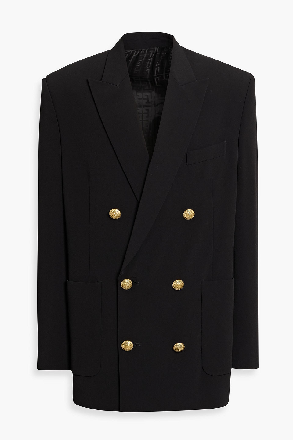 Balmain Double-breasted Crepe Blazer In Blue