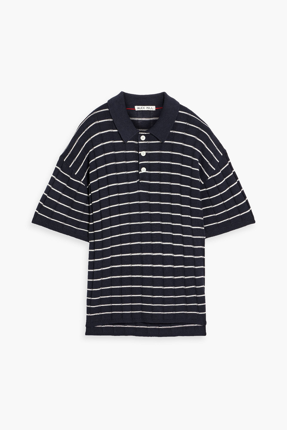 alex mill - striped ribbed cotton and linen-blend polo shirt - blue - s