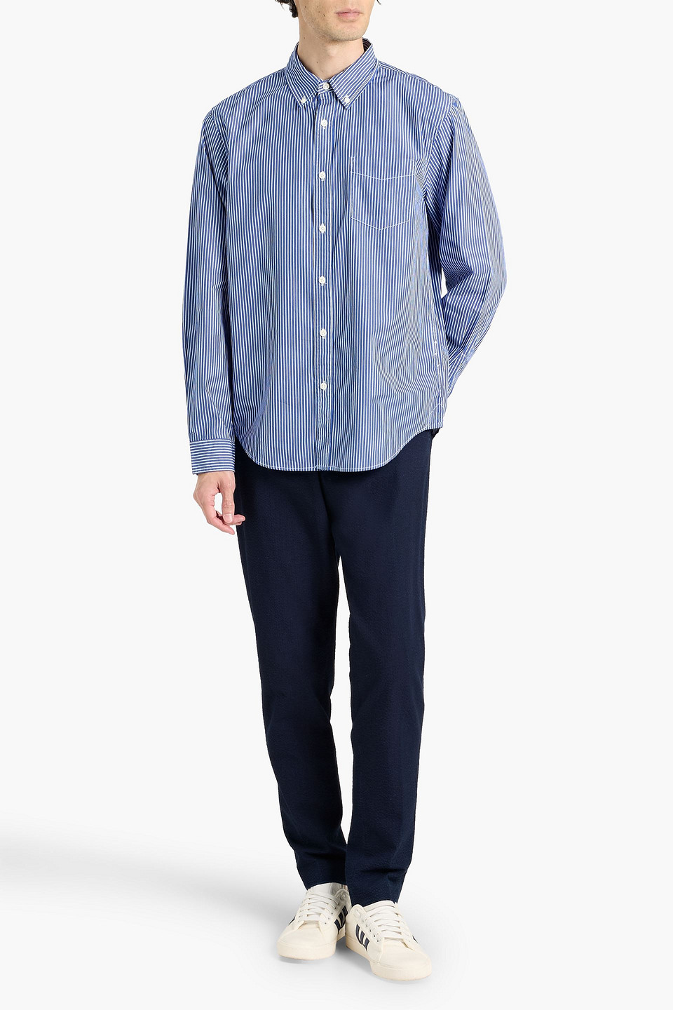 Alex Mill Mill Striped Cotton-poplin Shirt In Blue