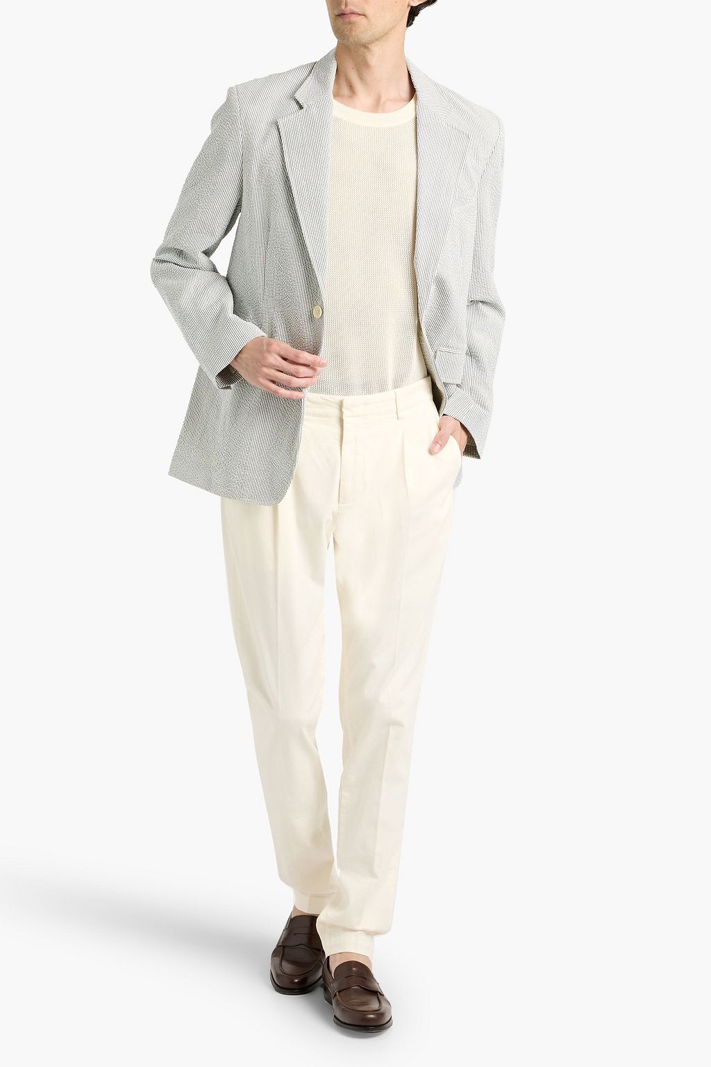 ALEX MILL Cooper striped cotton-seersucker blazer