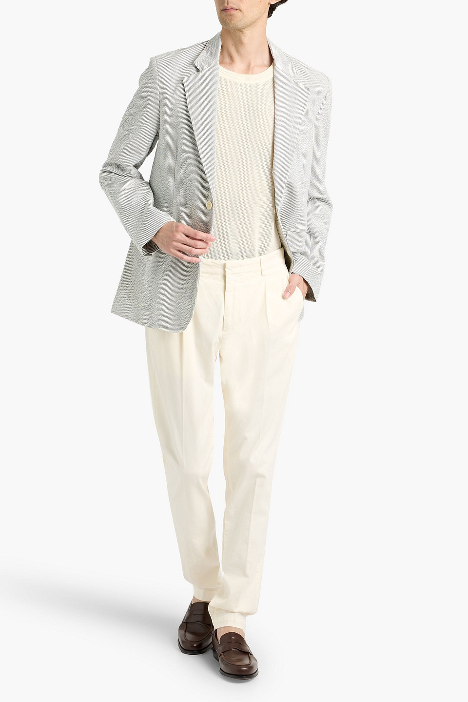 Alex Mill Cooper Striped Cotton-seersucker Blazer In Blue