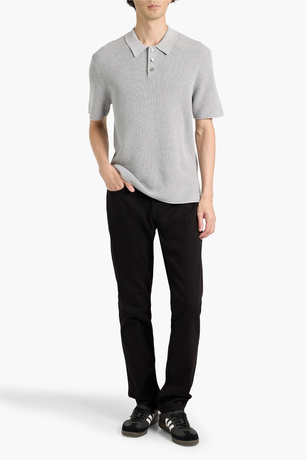 ALEX MILL Jayce ribbed cotton and linen-blend polo shirt