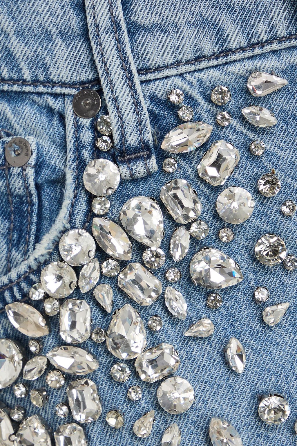 RAG & BONE بنطال جينز "صوفي" بأرجل واسعة وخصر عالٍ مزين بالكريستال