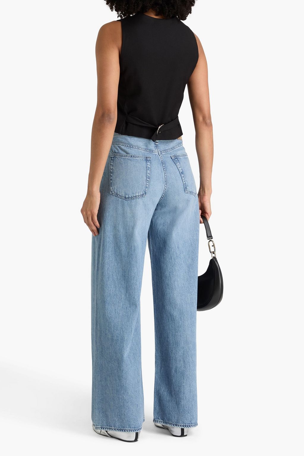 RAG & BONE بنطال جينز "صوفي" بأرجل واسعة وخصر عالٍ مزين بالكريستال