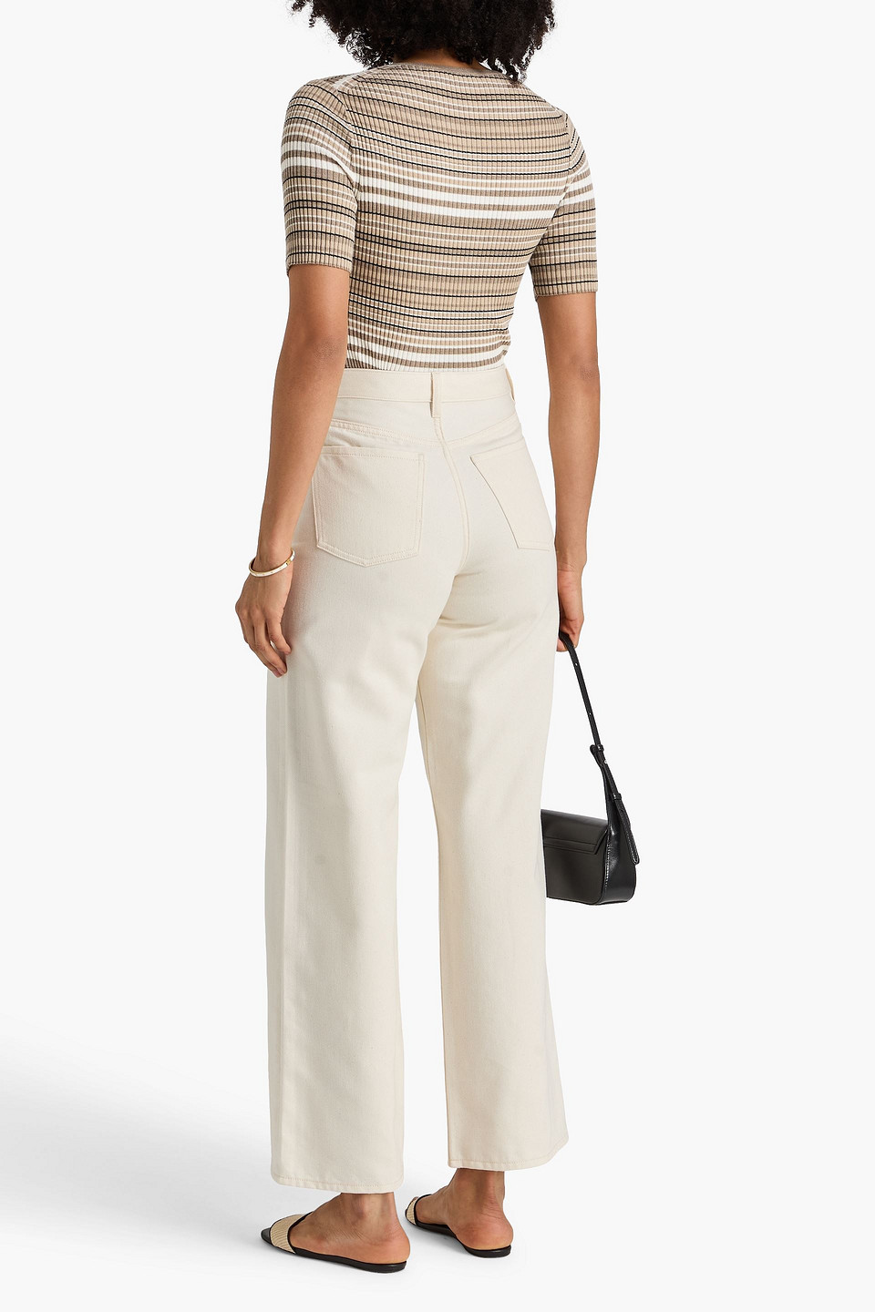  Theory - Striped Wool Top - Neutral - L 