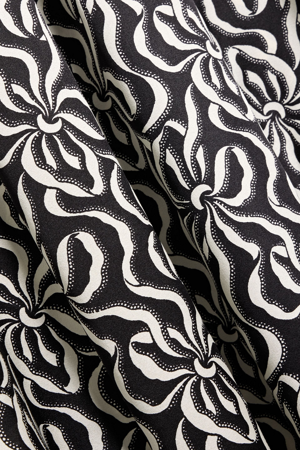 Ganni Printed Silk-blend Satin Midi Dress In Black