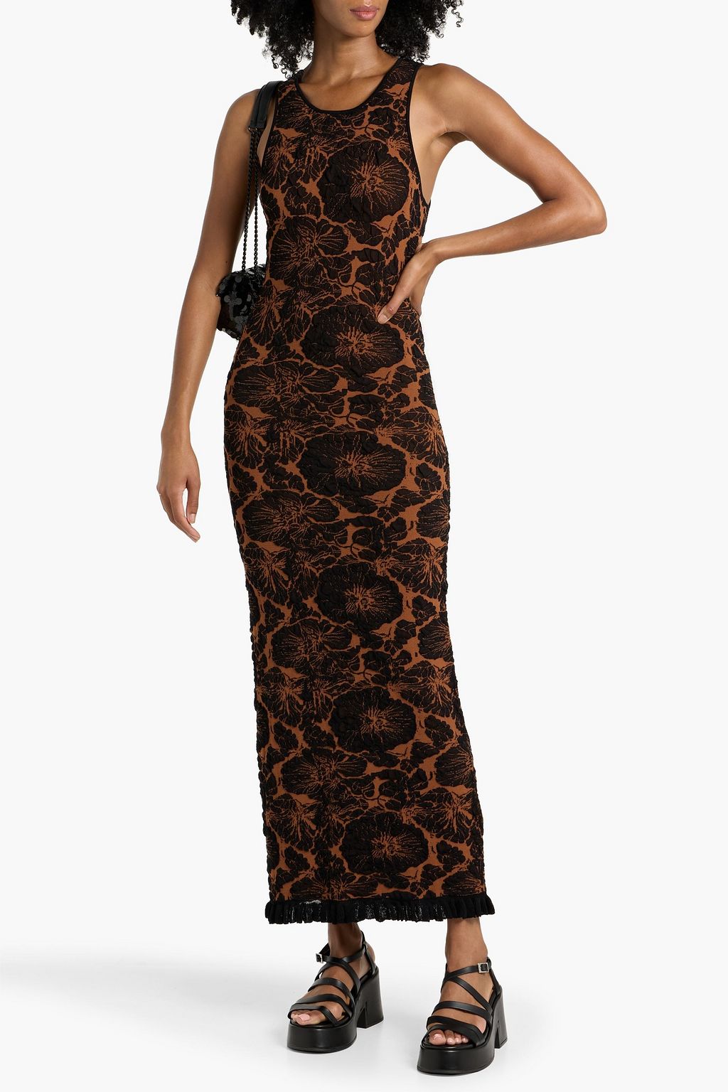 GANNI Jacquard-knit maxi dress