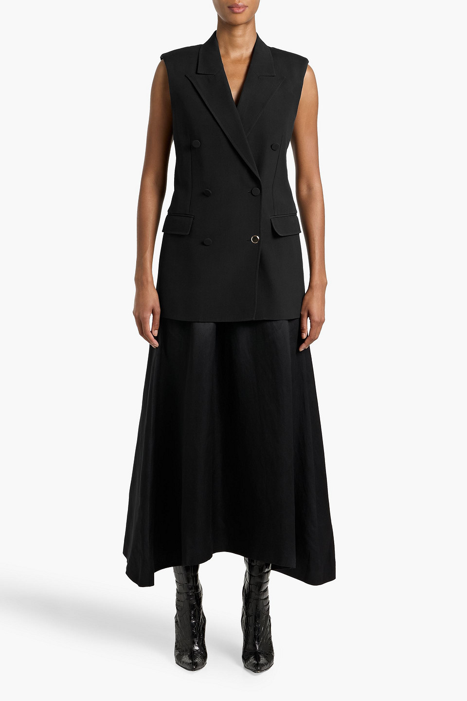 Gabriela Hearst Mayte Double-breasted Silk And Wool-blend Vest In Black