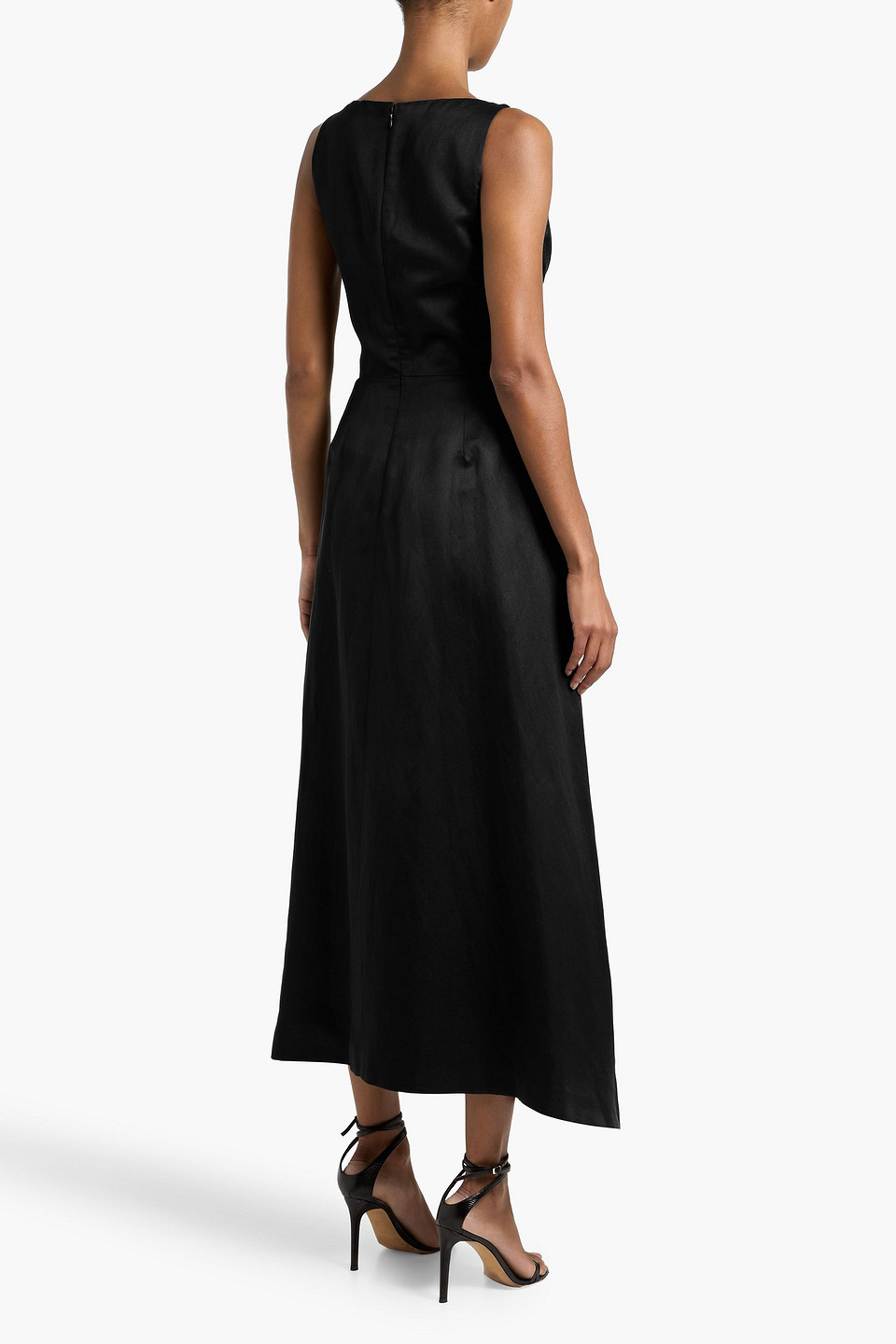 Gabriela Hearst Sven Silk And Linen-blend Twill Maxi Dress In Black