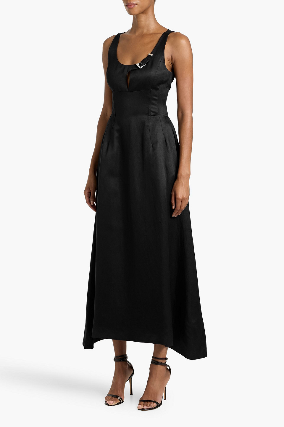 Gabriela Hearst Sven Silk And Linen-blend Twill Maxi Dress In Black