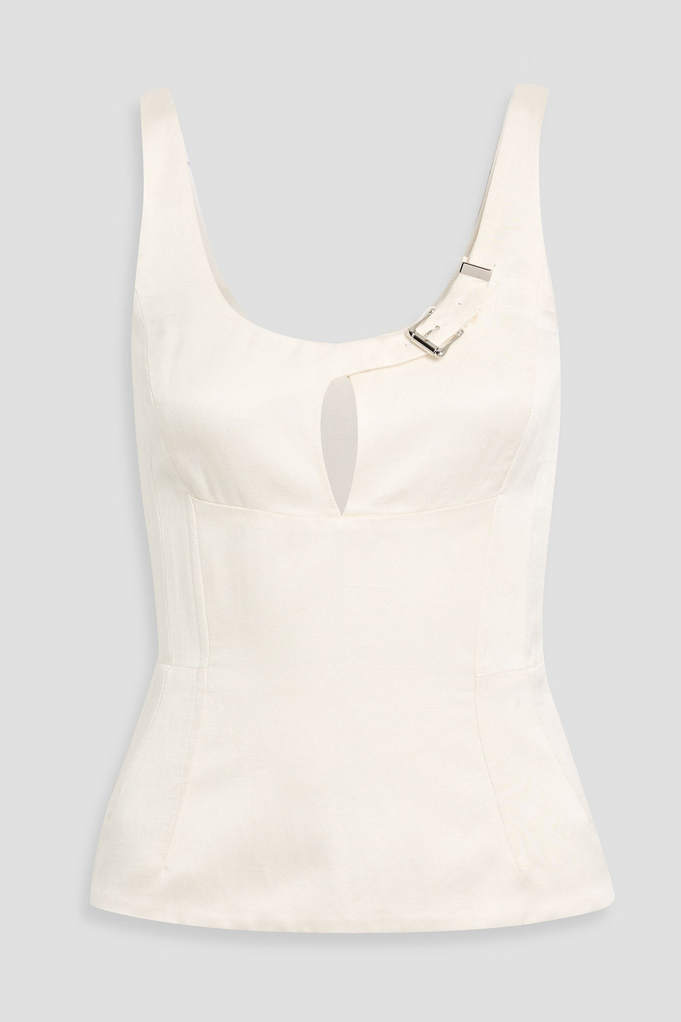 Gabriela Hearst Avalon Silk And Linen-blend Satin Top In White