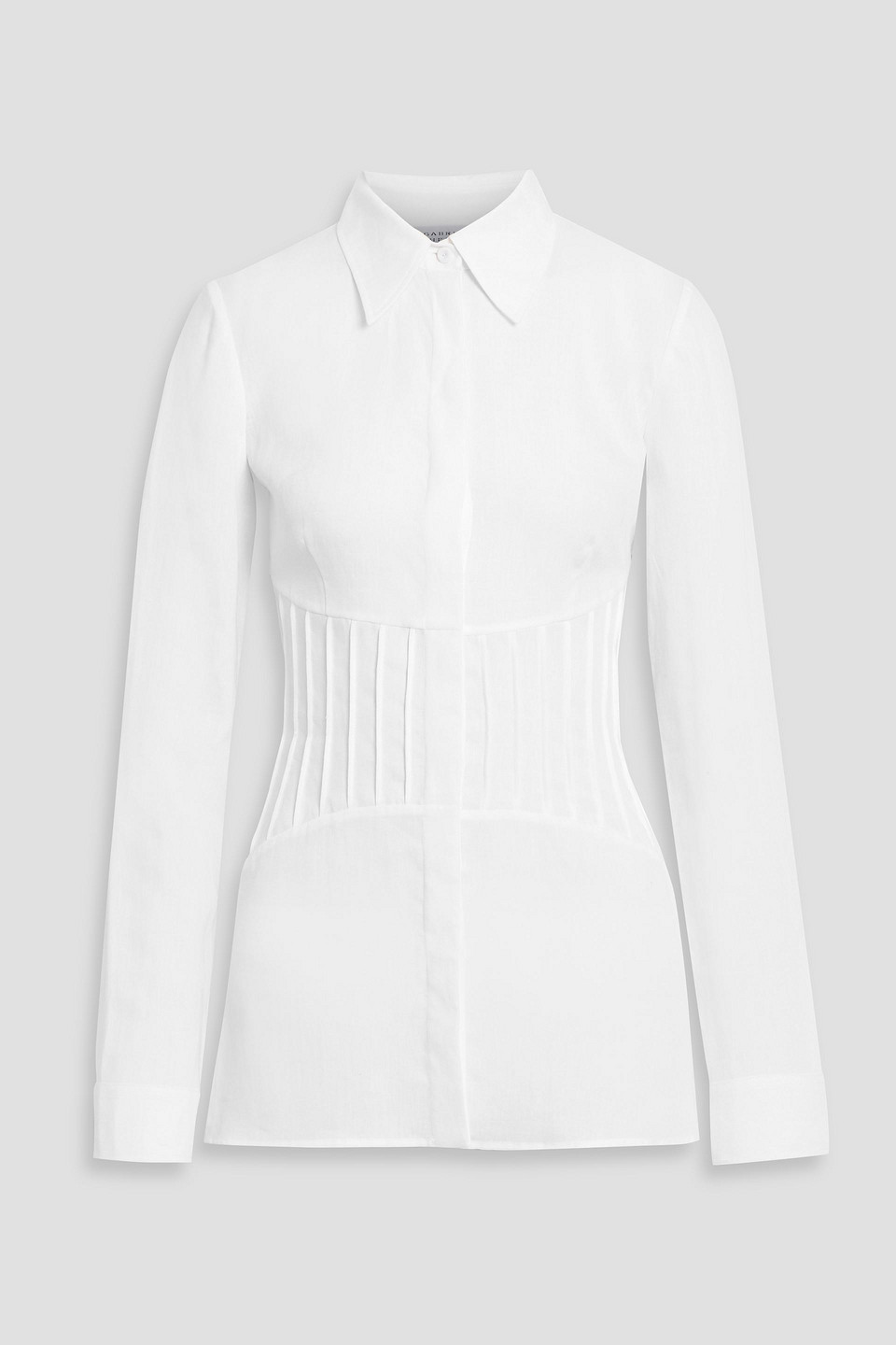 Gabriela Hearst Duff Pintucked Linen Shirt In White