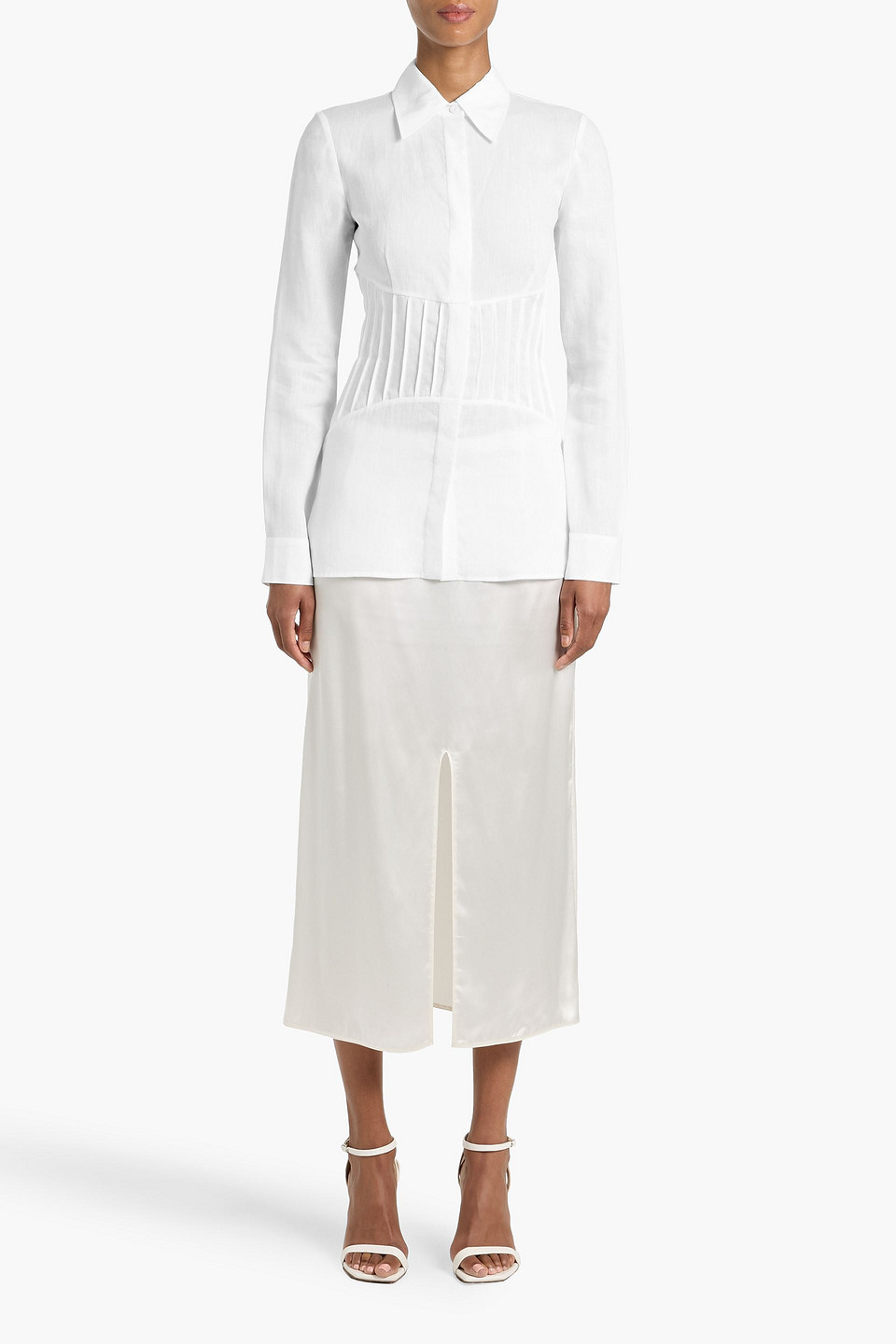 Gabriela Hearst Duff Pintucked Linen Shirt In Multi