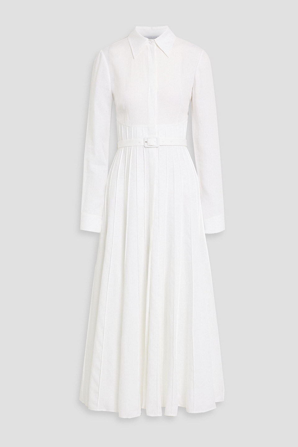 Gabriela Hearst Dewi Pintucked Linen Midi Shirt Dress In Multi