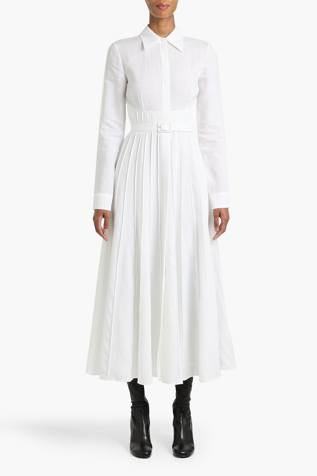 GABRIELA HEARST Dewi pintucked linen midi shirt dress
