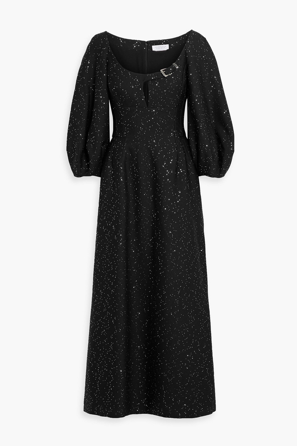 Gabriela Hearst Madyn Buckled Cutout Sequin-embellished Wool-blend Maxi Dress In Black
