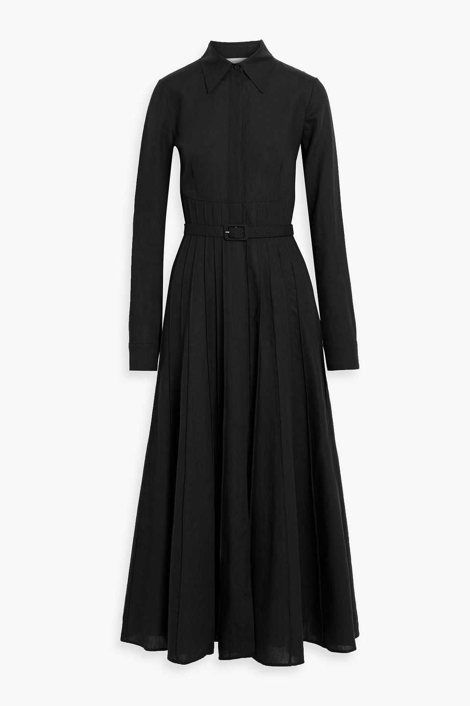 Gabriela Hearst Dewi Pintucked Linen Midi Shirt Dress In Multi