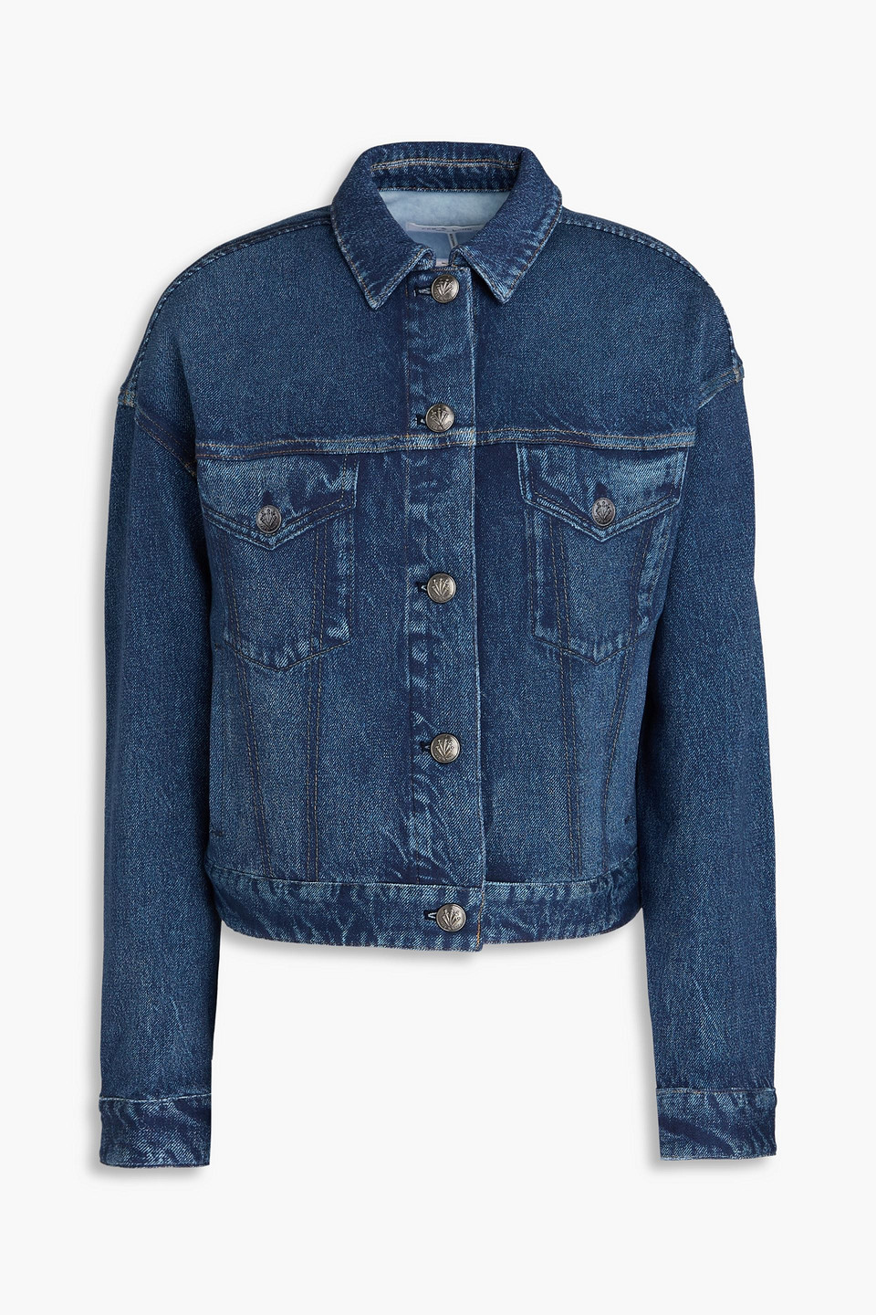 Rag & Bone Miramar Denim Effect-print Cotton-fleece Jacket In Blue