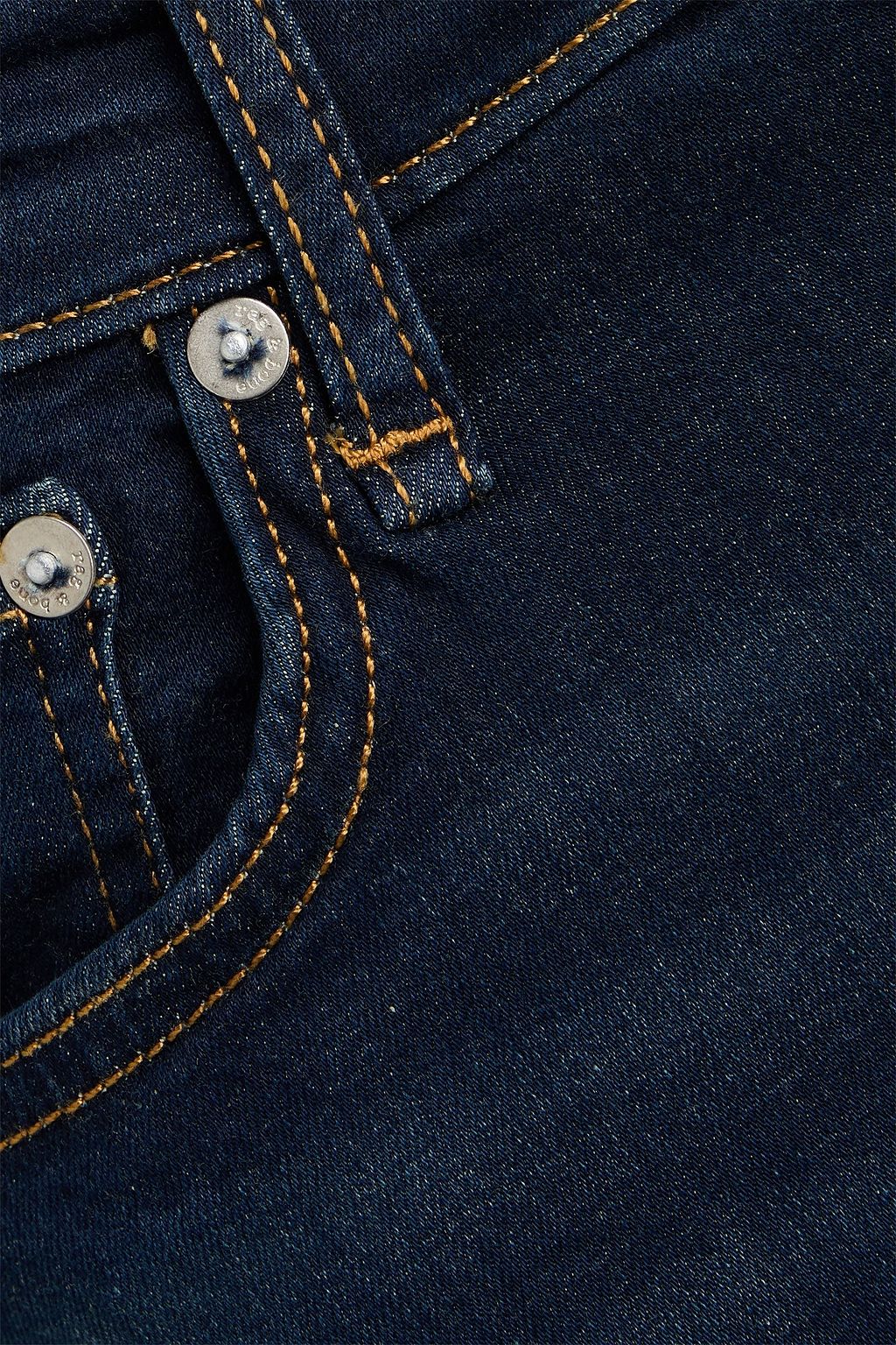 RAG & BONE بنطال جينز سكيني قصير "نينا" بخصر مرتفع وباهت