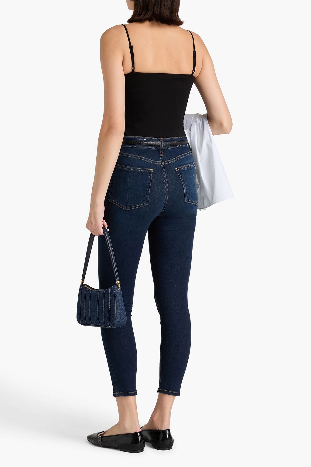 RAG & BONE بنطال جينز سكيني قصير "نينا" بخصر مرتفع وباهت