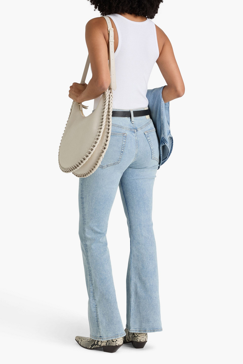 Rag & Bone Piper Mid-rise Light Wash Crop Bootcut Jean In Blue