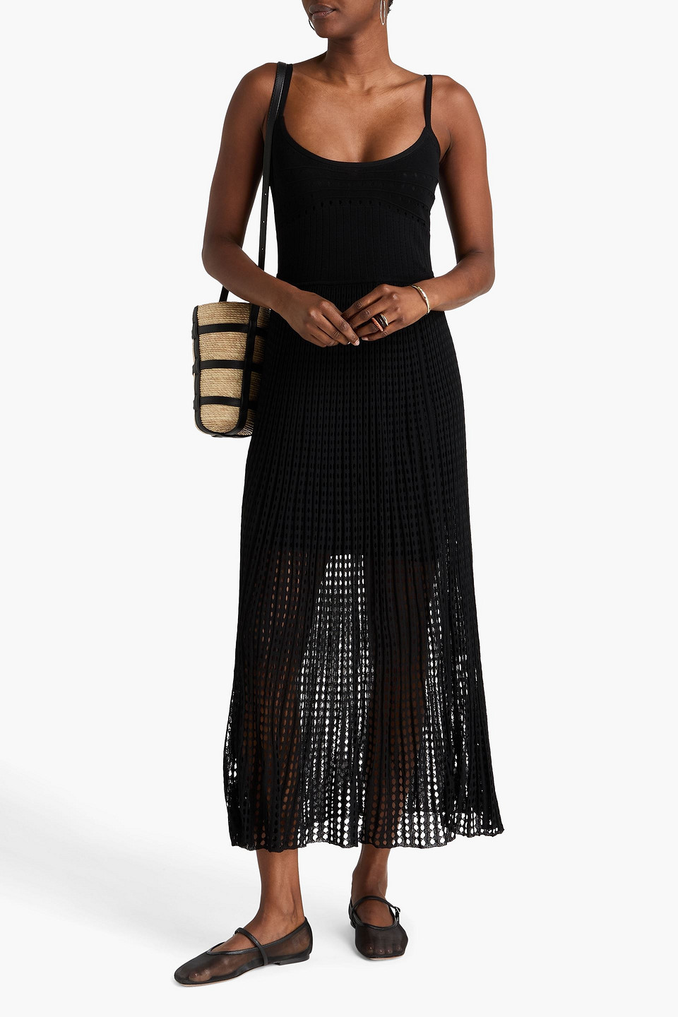 Rag & Bone - Pointelle-knit Midi Dress - Black - Xs 