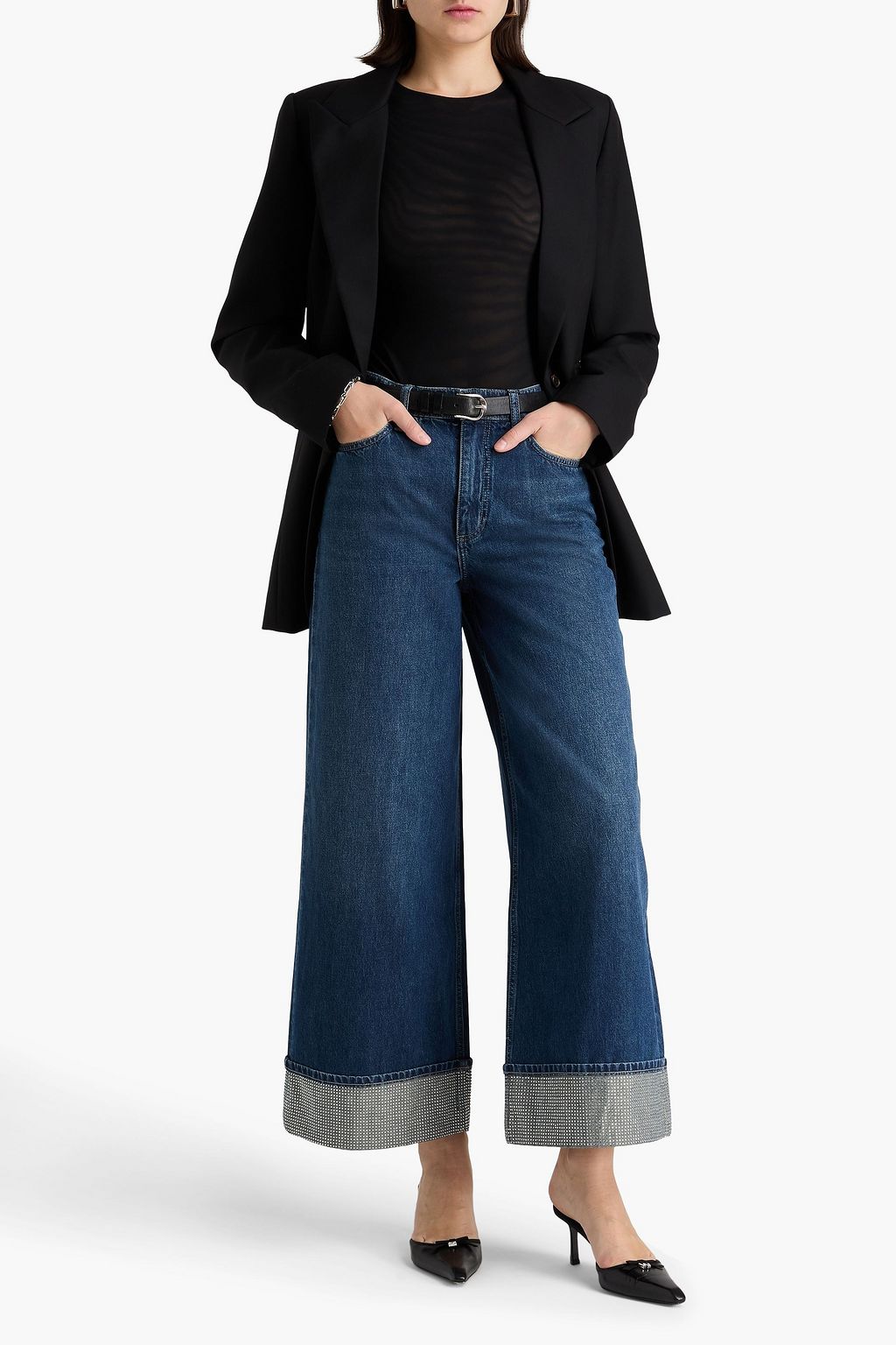 RAG & BONE Sofie crystal-embellished high-rise wide-leg jeans