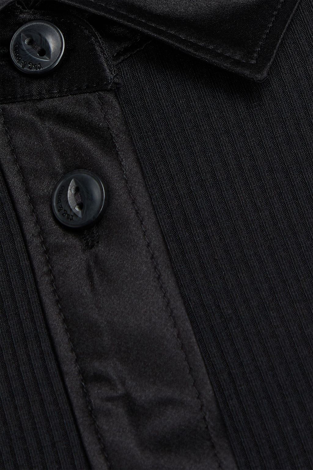 RAG & BONE Satin-paneled ribbed jersey shirt
